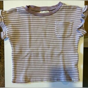 Little Planet Lavender Striped Kids Tee and Shorts Set